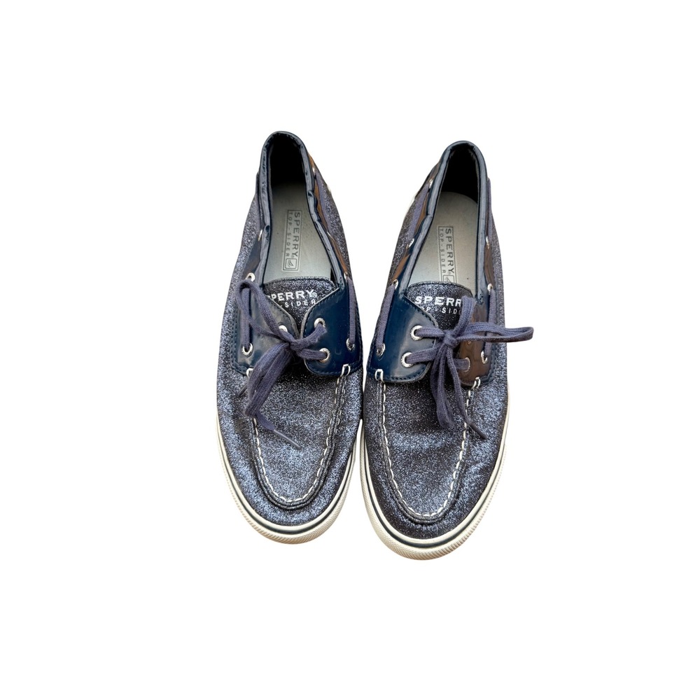 Sperry Top-Sider Womens Navy Blue Glitter Boat Shoes 9770868 Size 7.5M
